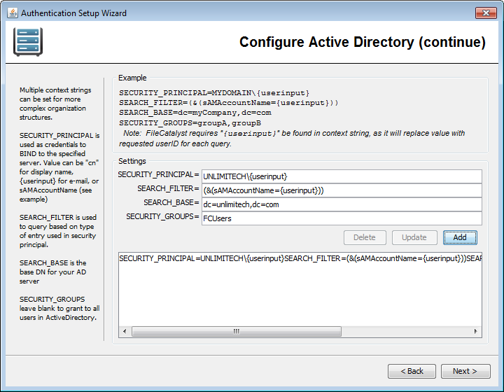 ActiveDirectory Context Strings