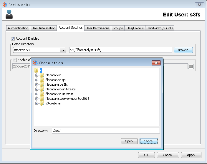 Editing an existing user to set the home directory to an EFS directory