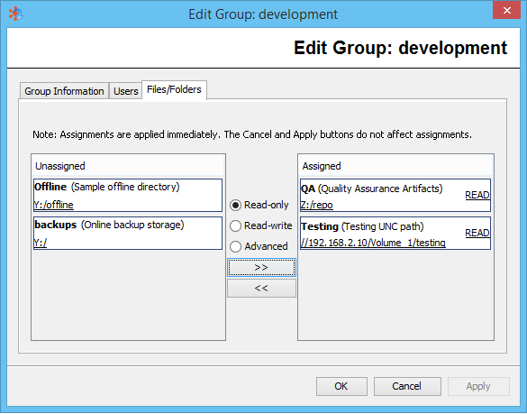 Assigning Virtual Folders to Groups