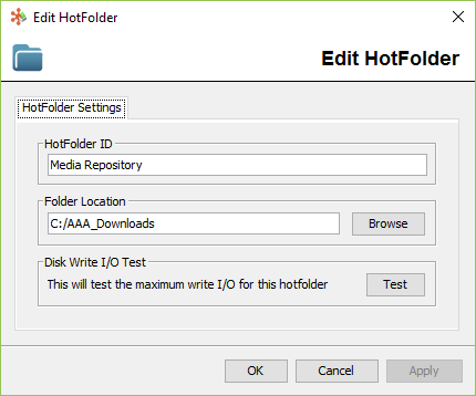 HotFolder Edit Screen